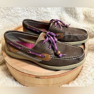 Sperry Tan and Brown Boat Shoes Top Siders Flats Comfortable Loafers Size 9.5